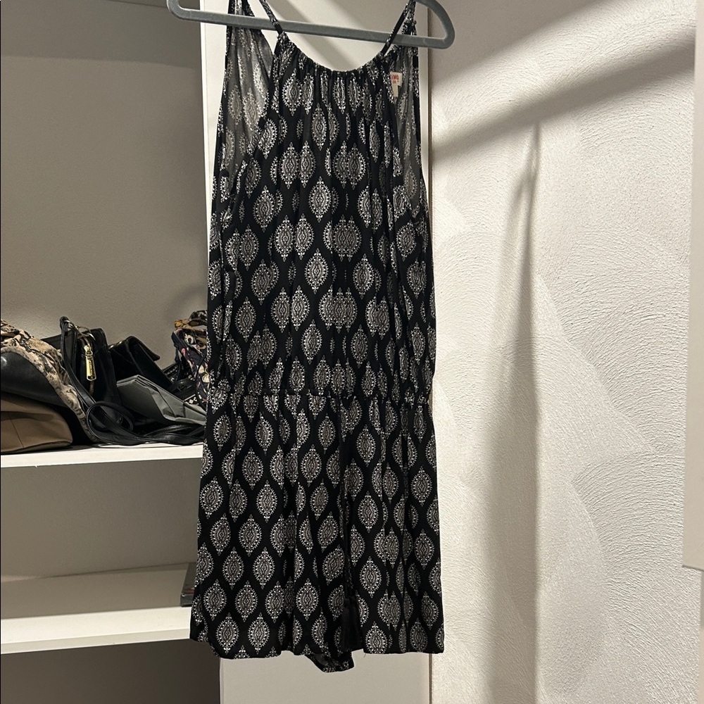 Black and White Patterned Women's Romper